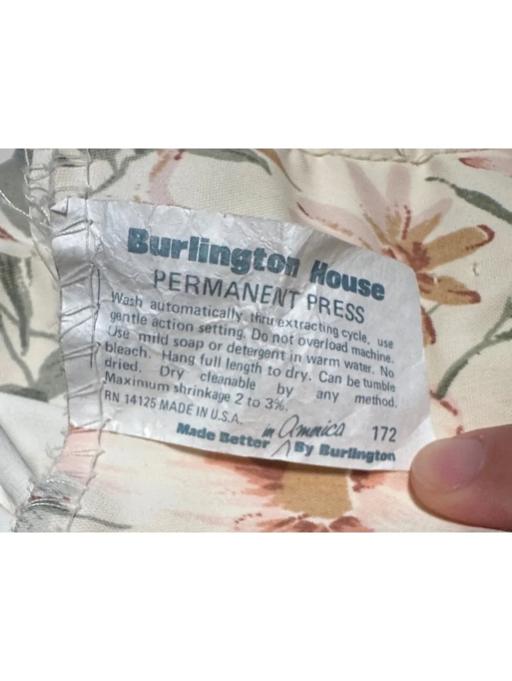 Vintage Burlington House Floral Pinch Pleat Curtain Panel 82 Long Cottage Drapes